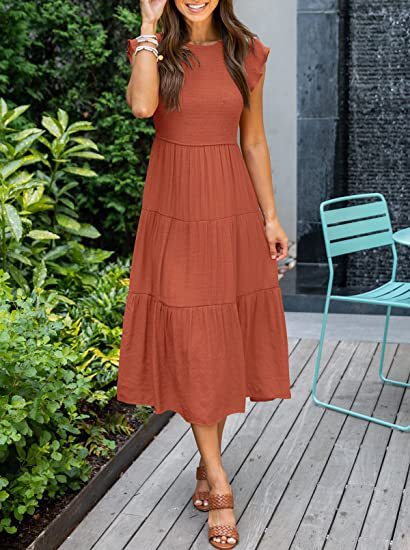 Alice – Bohemian Midi-Kleid mit kurzen Ärmeln