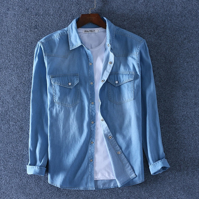 Stan – Herren Baumwoll-Denim Langarmhemd