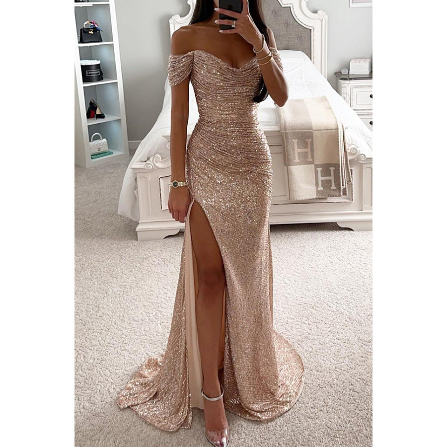 Lucy – Partykleid mit Pailletten und schulterfreiem Schnitt