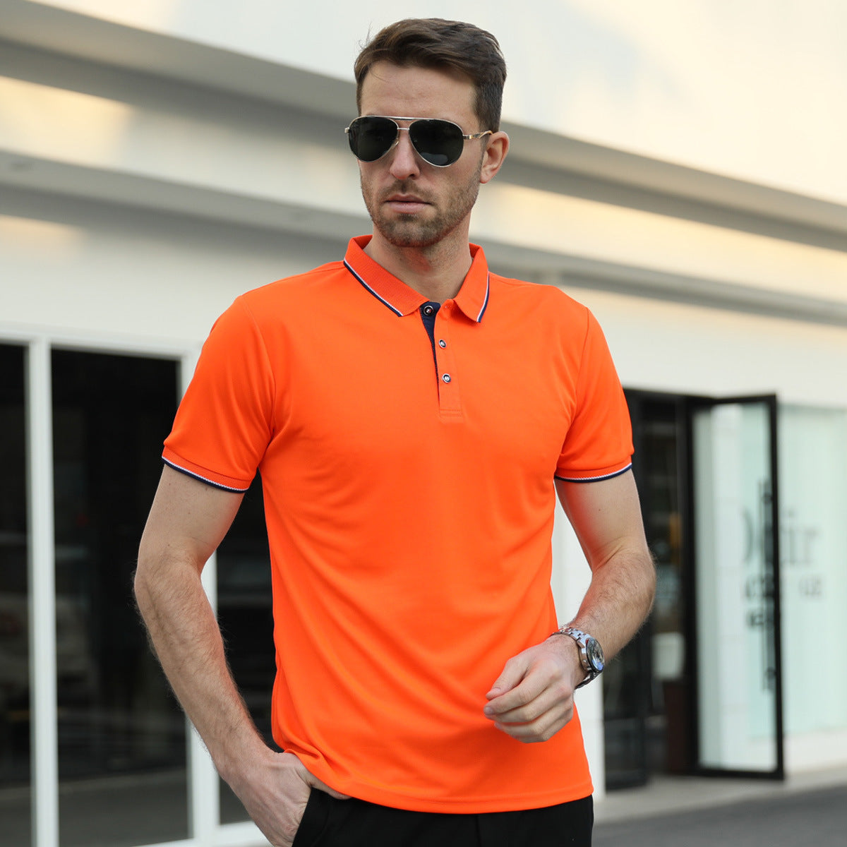Dale – Herren Polohemd mit dünnem Kragen und kurzen Ärmeln