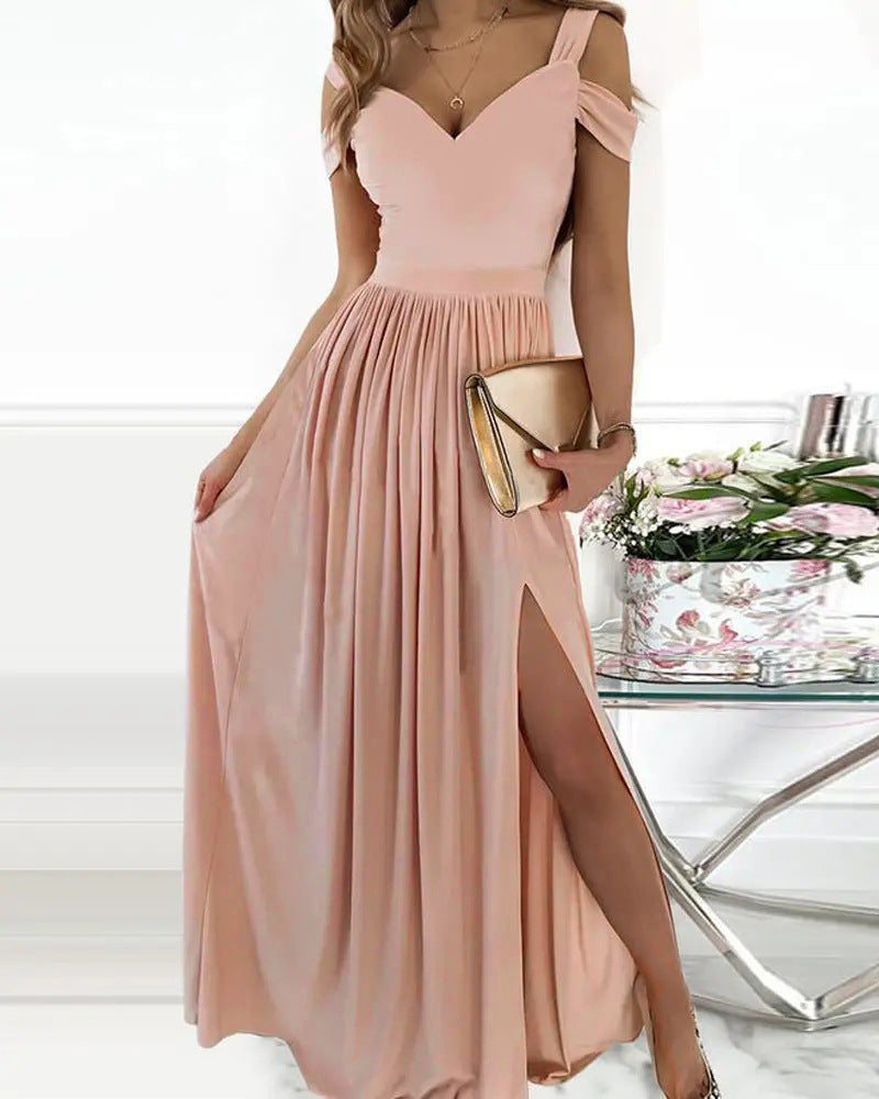 Judith – Boho Spaghetti-Träger Kleid mit Schlitz