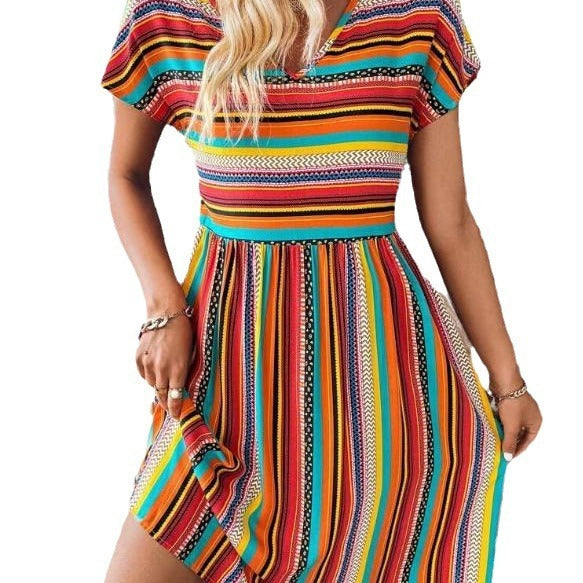 Amelia – Batwing Ärmel Kleid mit Farbstreifen