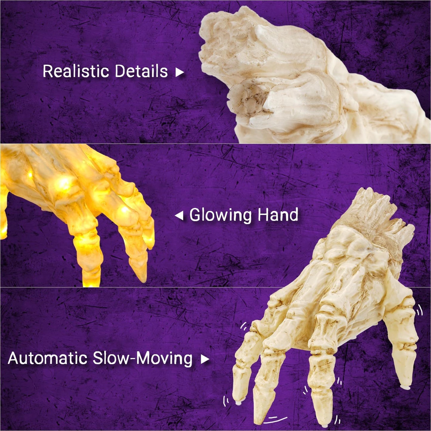 Halloween Deko Elektrische Leuchtende Zombiehand – Gruselige Bewegliche Hand für Party & Spukhaus