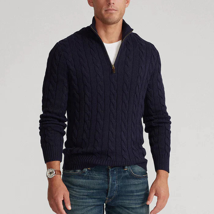 Herren Strickpullover mit Zopfmuster – Klassischer Stil für Büro und Freizeit