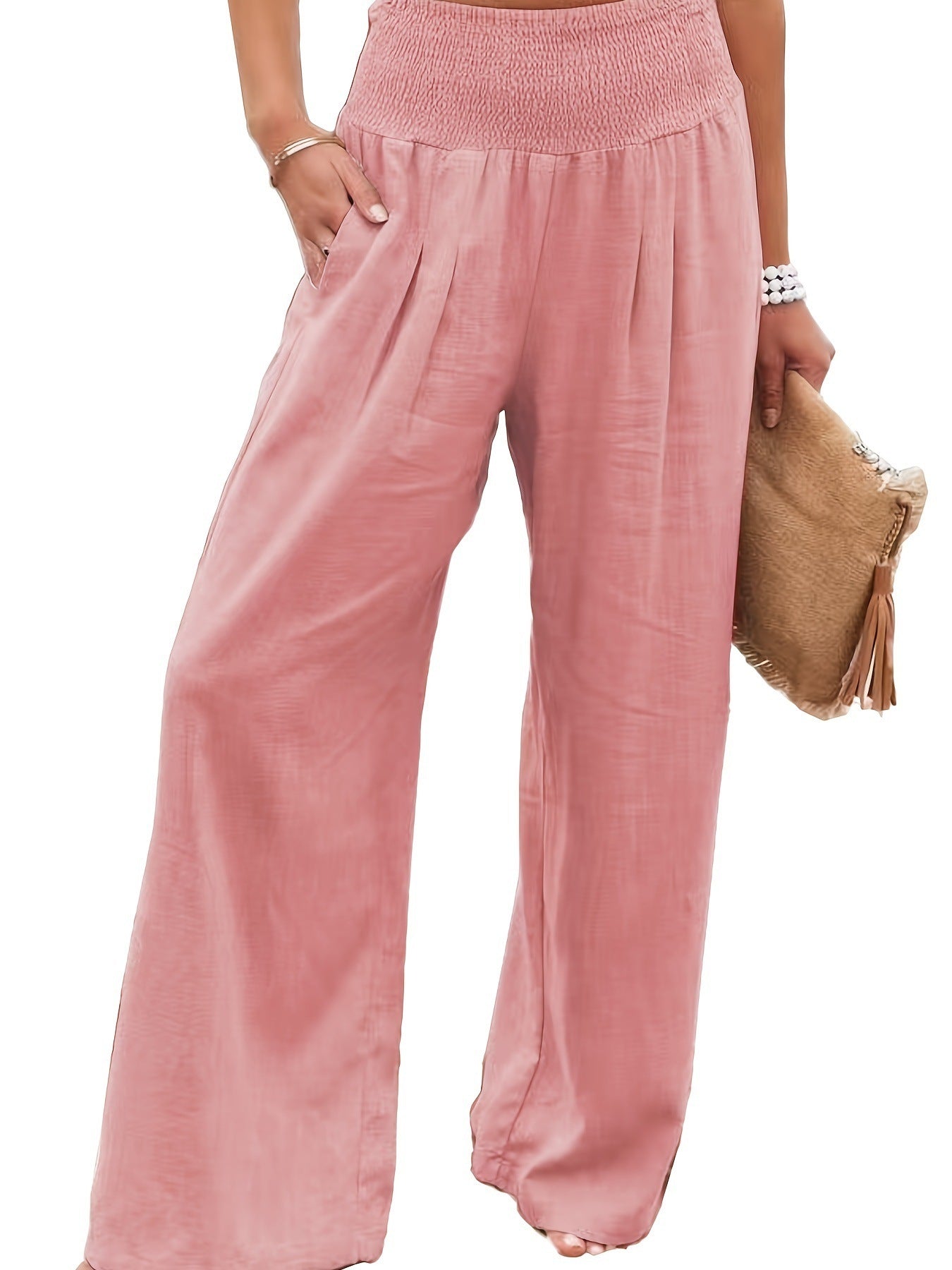 Nicole – Bequeme Damenhose mit weitem Bein aus Baumwolle-Leinen