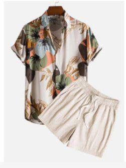 Herren Sommer Set – Modernes Kurzarm-Hemd mit Print & Shorts, Freizeit Outfit, Lässig
