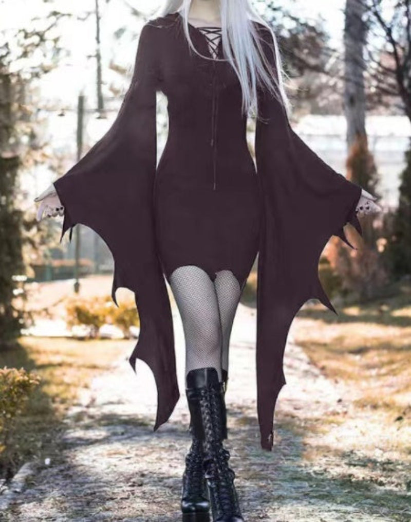 Damen Halloween Kostüm Kleid – Gothic Hexe Vampir Stil für Party & Cosplay