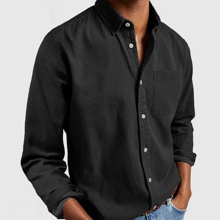 Herren Freizeit Hemd Regular Fit – Langarm, Stylischer Cardigan Look für Alltag und Büro