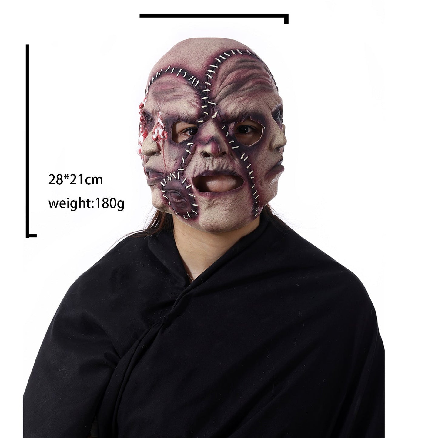 Halloween Dreifach-Gesicht Horror Latexmaske für Erwachsene – Schaurige Kostümmaske für Party & Gruseldeko