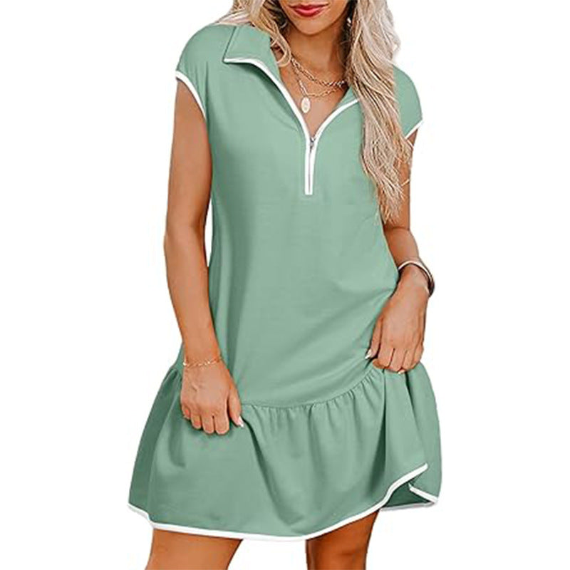 Alison – Kurzärmeliges Polo-Kleid mit Reißverschluss und weitem Bund