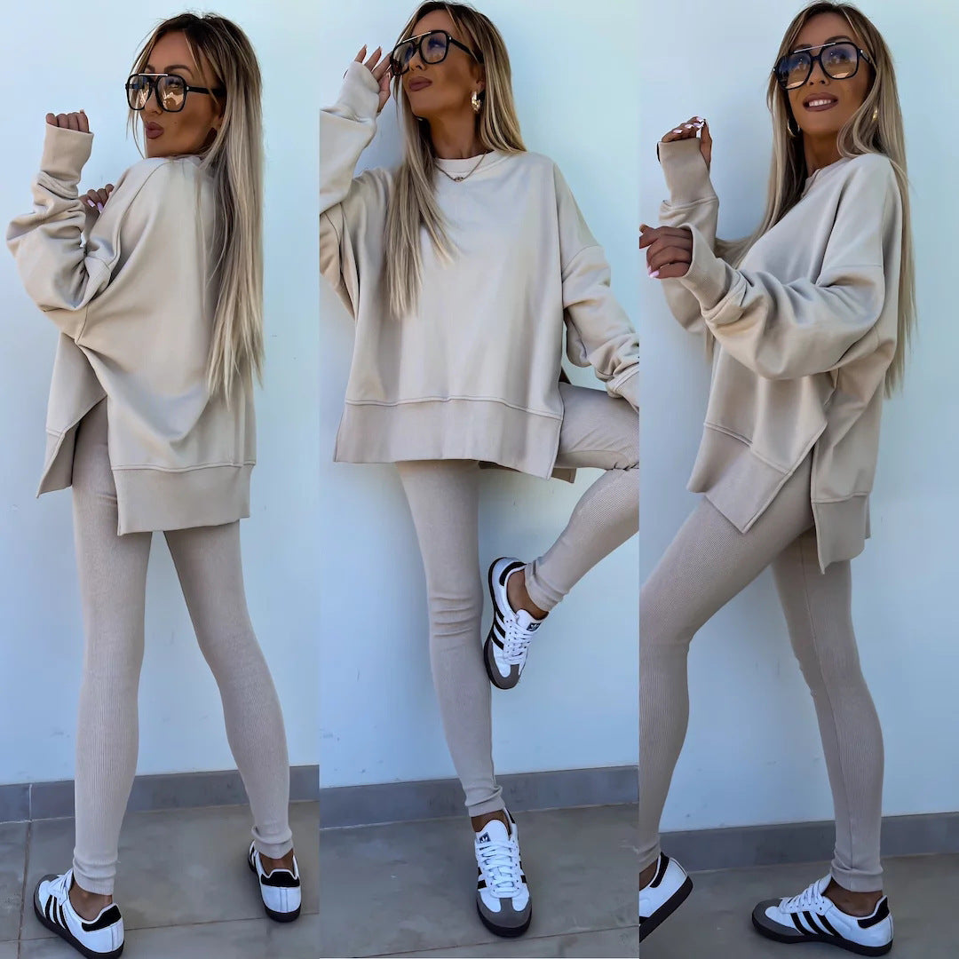 Grace – Lässiger Damen Sweater-Anzug mit langen Ärmeln und eng anliegenden Hosen