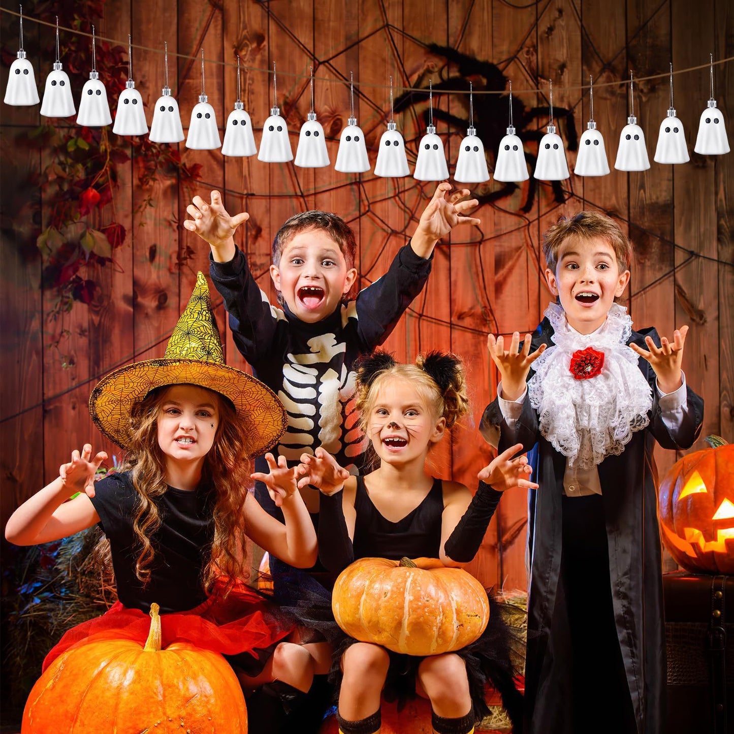 Halloween Deko Set – Geister Anhänger im amerikanischen Stil für gruselige Party-Dekoration