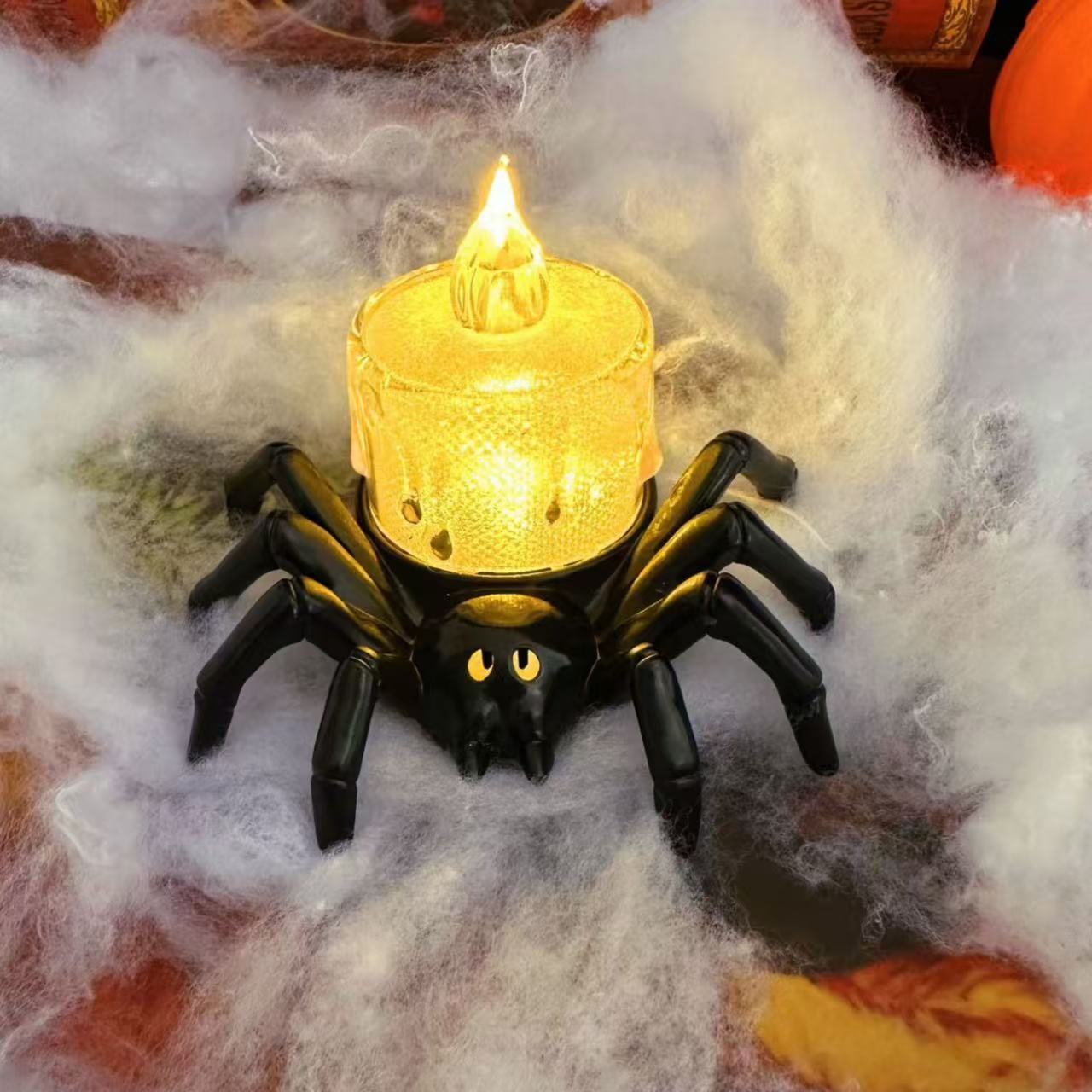 Halloween Spinnen-Kerzenlampe für schaurige Dekoration & Partys