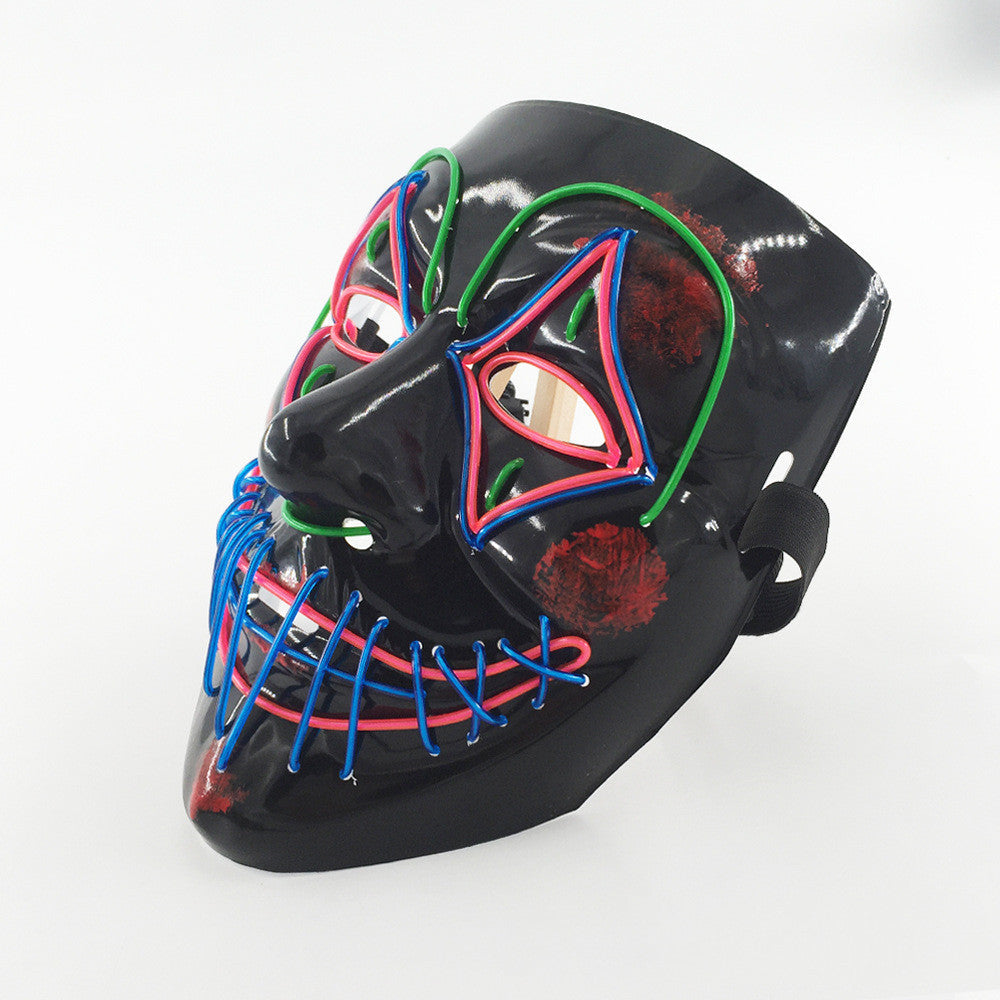 Halloween LED Leuchtmaske für Erwachsene – Gruselige Party- und Kostüm-Maske mit Neon-Effekt