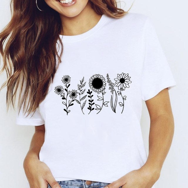 Helen – Weißes Harajuku T-Shirt mit Sternenprint