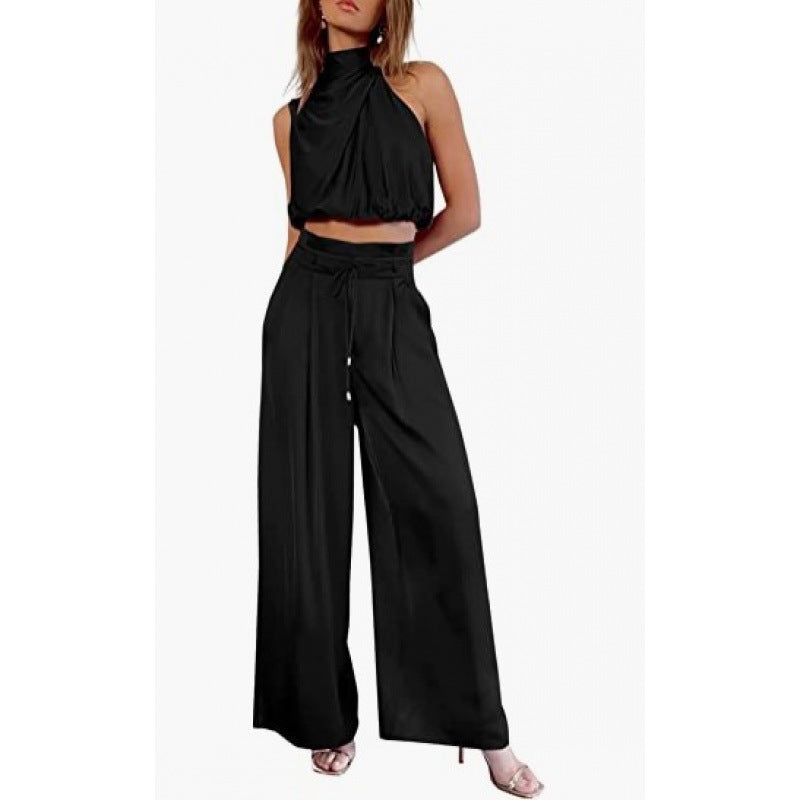 Jasmine – Lässiges ärmelloses Oberteil mit Midriff und weiten Beinen 2-teiliges Set Damenbekleidung