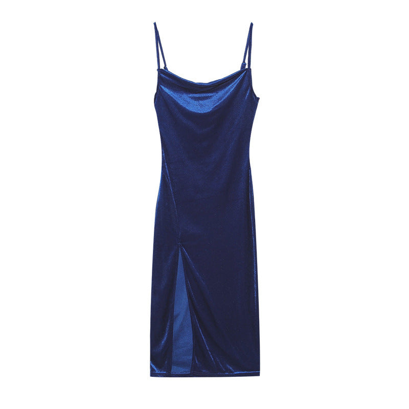 Pamela – Schickes Trägerkleid mit Spalt und ärmellos in soliden Farben