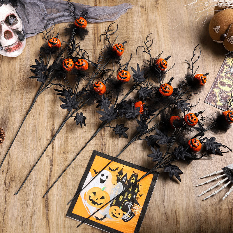 Halloween Kürbis Dekozweige für gruselige Party- und Tischdekoration