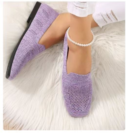 Damen Strick-Slipper Bequeme Modische Freizeitschuhe für Alltag und Reisen