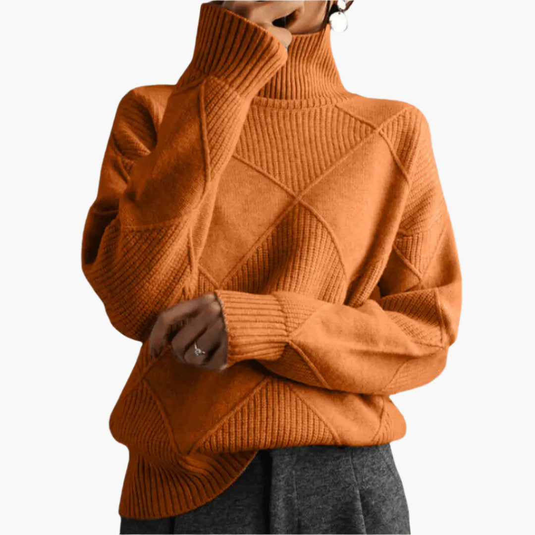 Damen Strickpullover mit Rautenstruktur – Eleganter Freizeit-Look