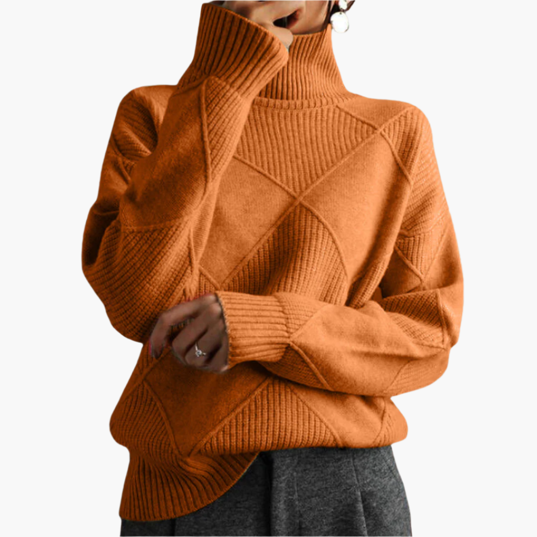 Damen Strickpullover mit Rautenmuster – Modischer Freizeit- & Büro-Look