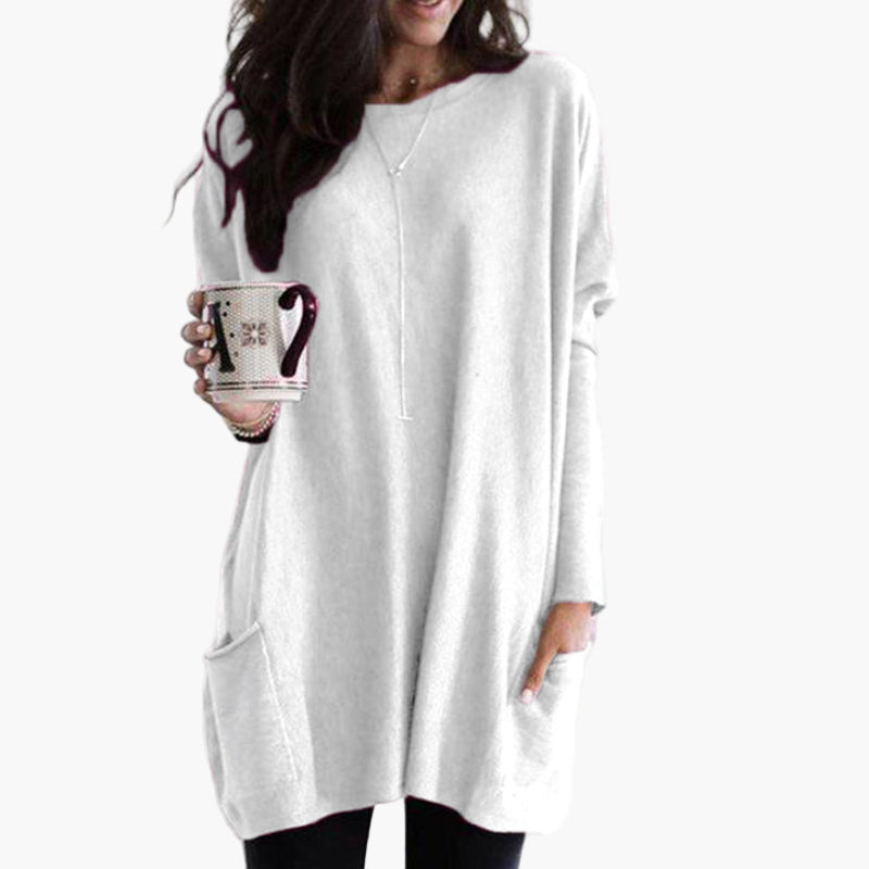 Damen Oversized Pullover Langarm Bequemer Freizeit-Look