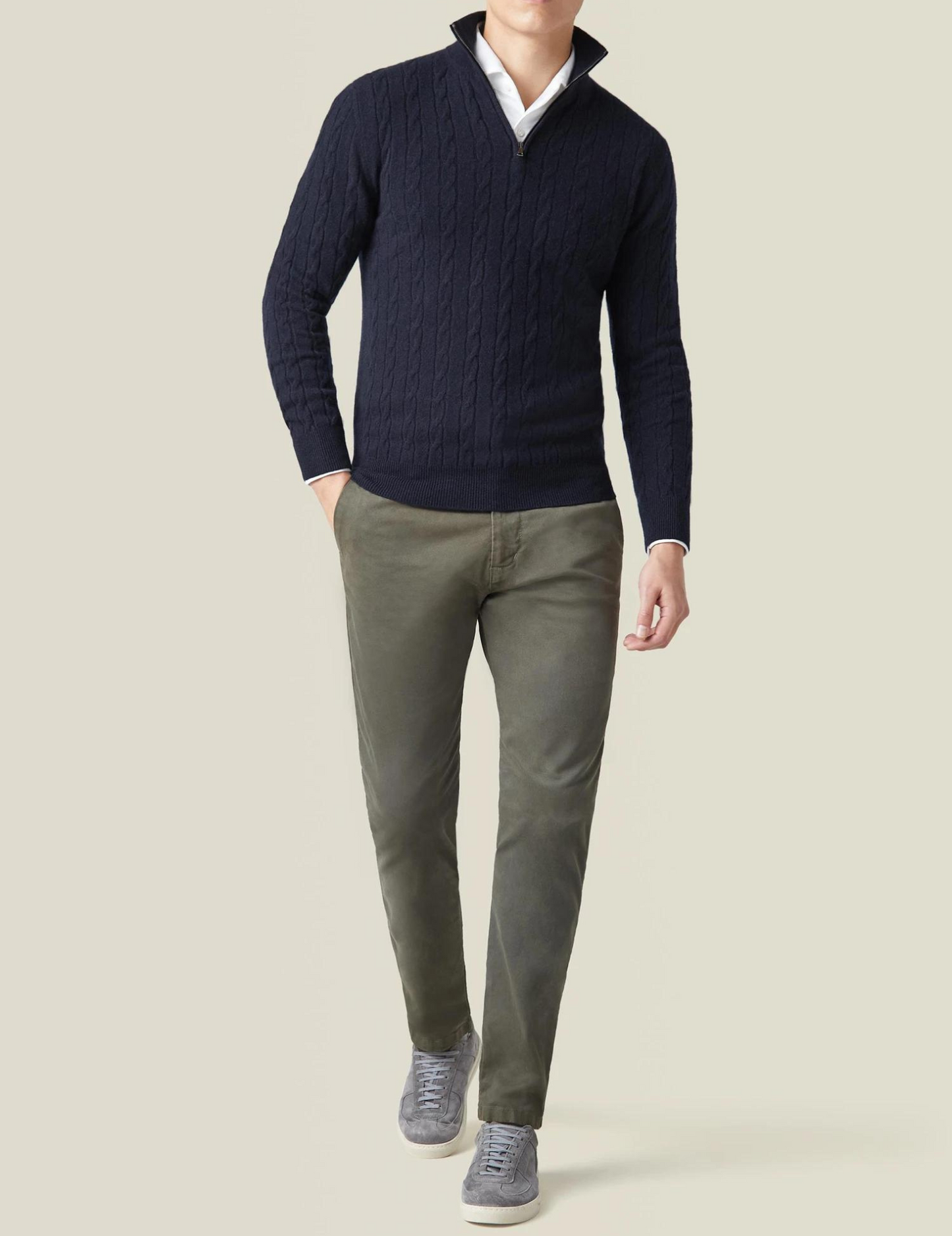 Herren Zopfmuster Pullover mit Reißverschluss – Klassischer Style für Business & Freizeit