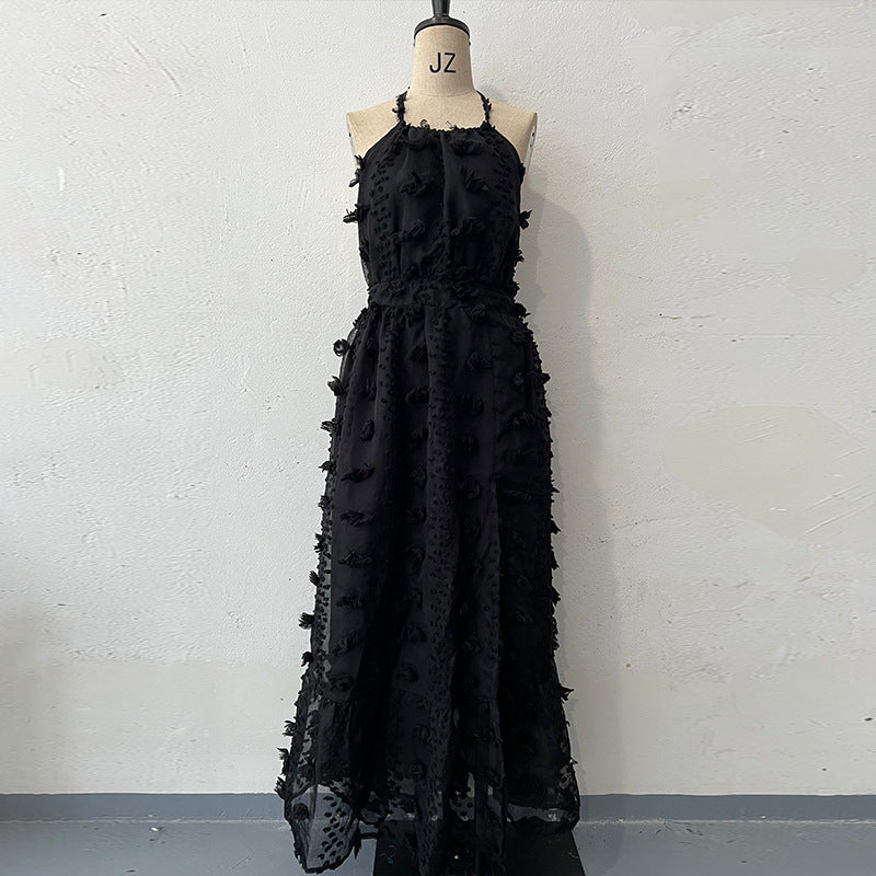 Ann – Bestickter langer Rock mit Halter und rückenfreiem Design