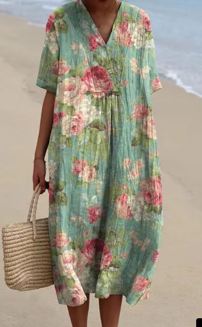 Pamela – Bequeme Lange Damenkleid mit Print