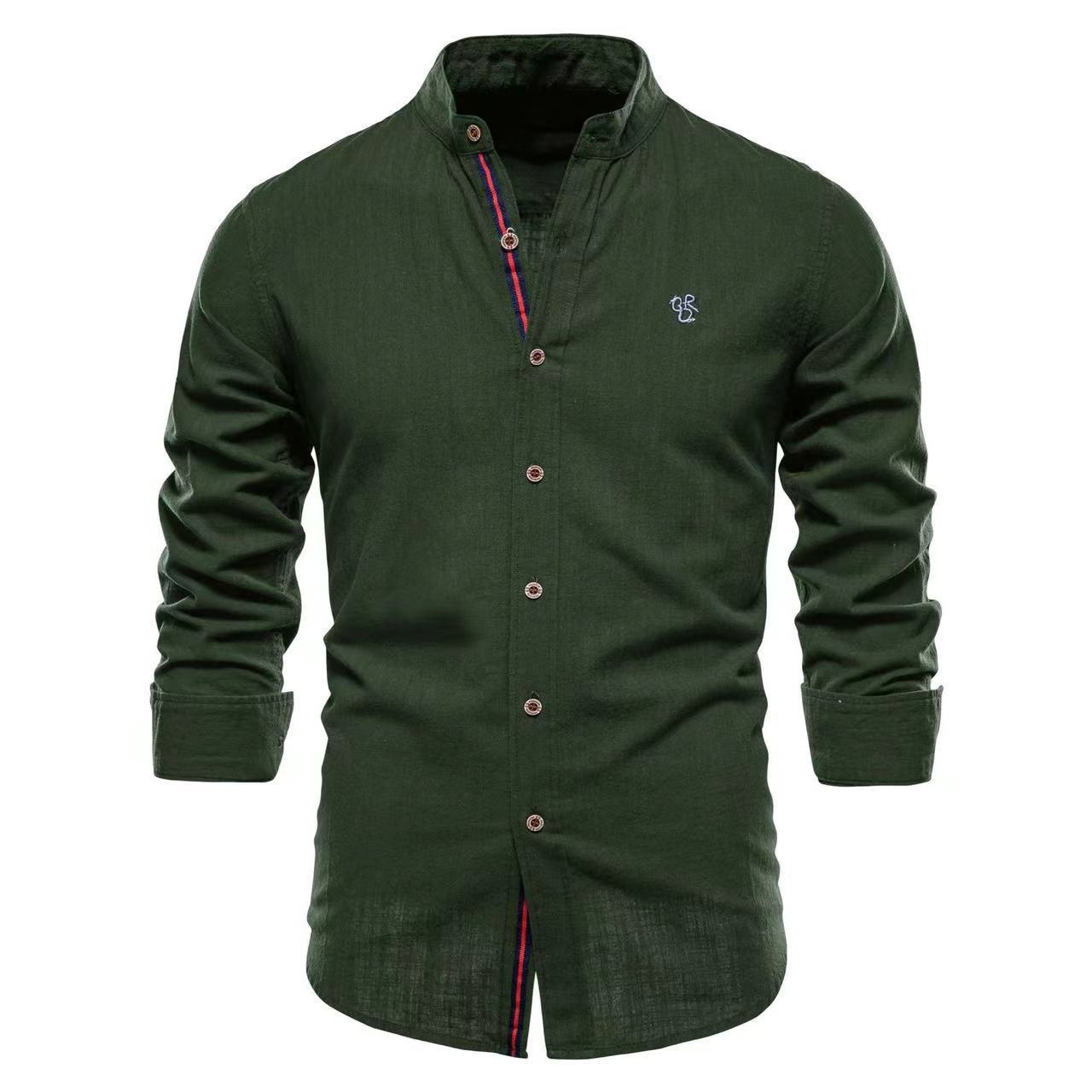 Herren Freizeithemd Slim Fit Stehkragen Modern Business Casual
