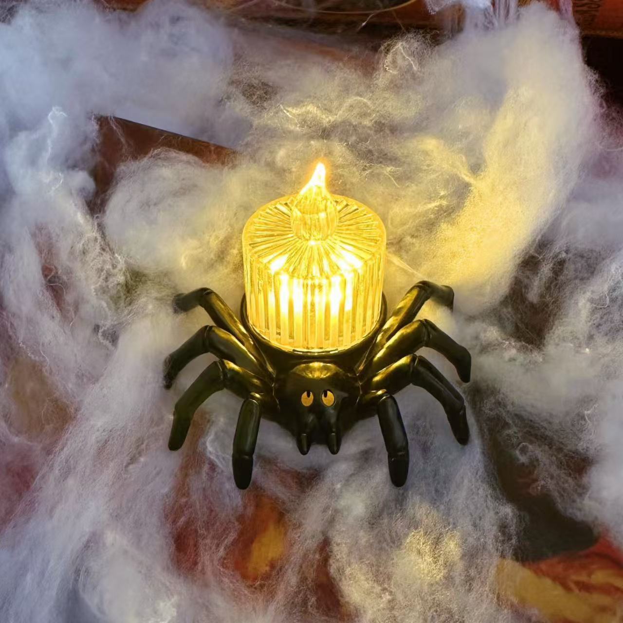 Halloween Spinnen-Kerzenlampe für schaurige Dekoration & Partys