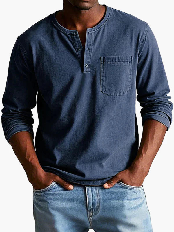 Herren Langarmshirt Henley-Stil – Zeitloses Freizeit- und Alltagsoberteil