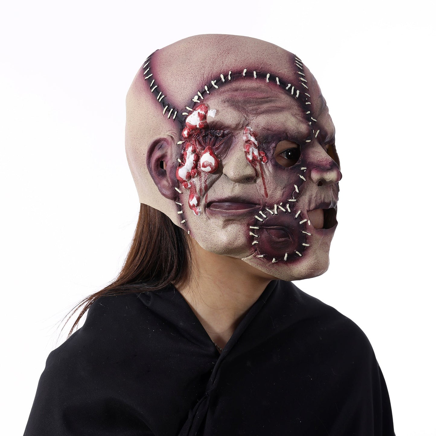 Halloween Dreifach-Gesicht Horror Latexmaske für Erwachsene – Schaurige Kostümmaske für Party & Gruseldeko