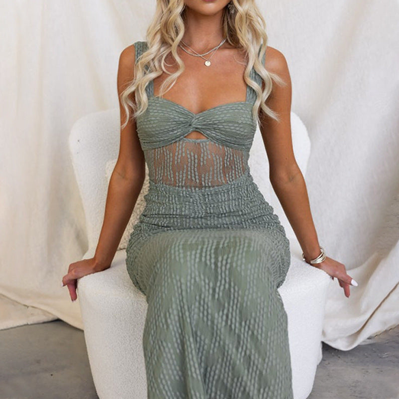 Faith – Langärmeliges Jacquard-Kleid mit Spitzenbesatz