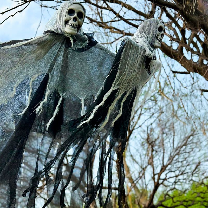 Halloween Hängender Geist mit LED-Lichtern – Gruselige Dekoration für Halloween-Partys & Außenbereich