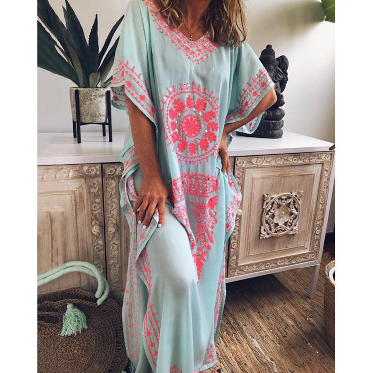Sophia – Boho Maxikleid mit V-Ausschnitt