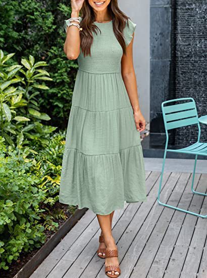 Alice – Bohemian Midi-Kleid mit kurzen Ärmeln