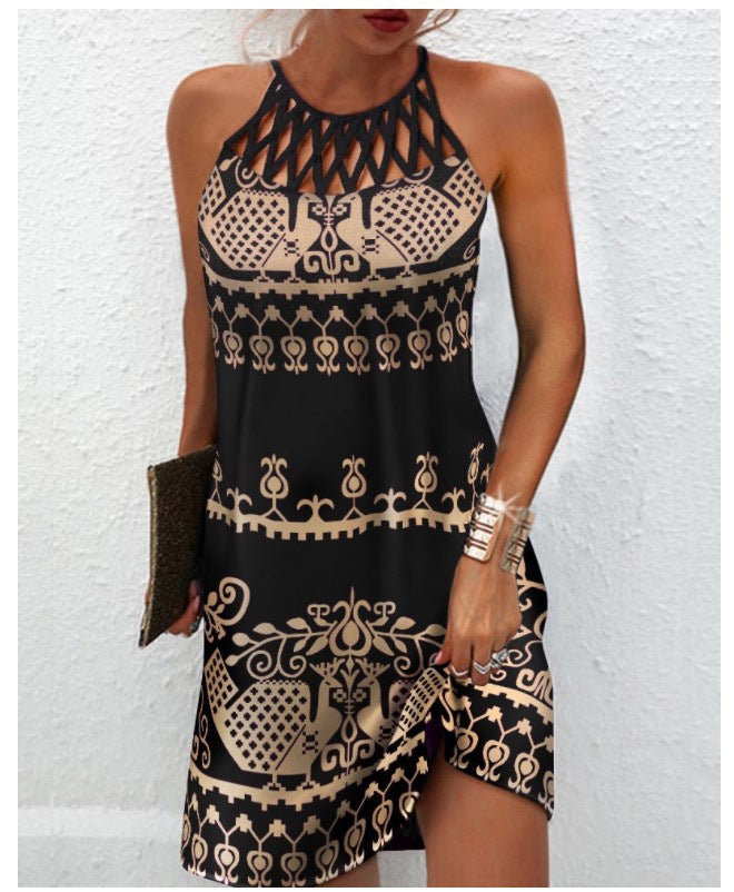Sara – Lässiges Printkleid mit Neckholder für Damen im Sommer