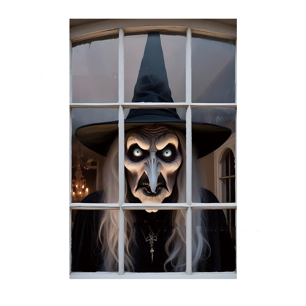 Halloween Fensterdeko – Gruselige Nonnenfigur für Spukhaus & Party