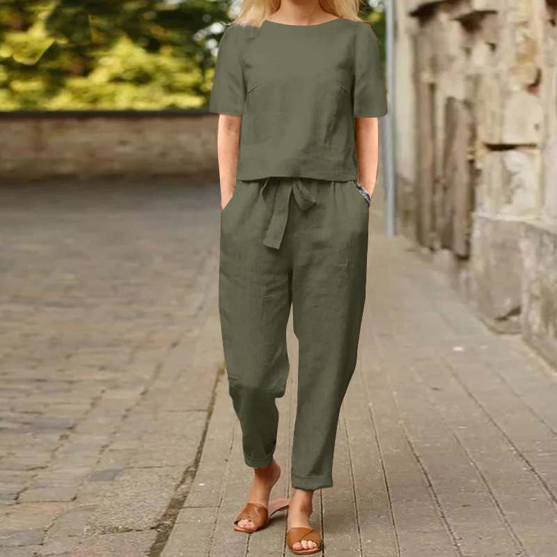 Joan – Weite Damenhose aus Baumwolle und Leinen