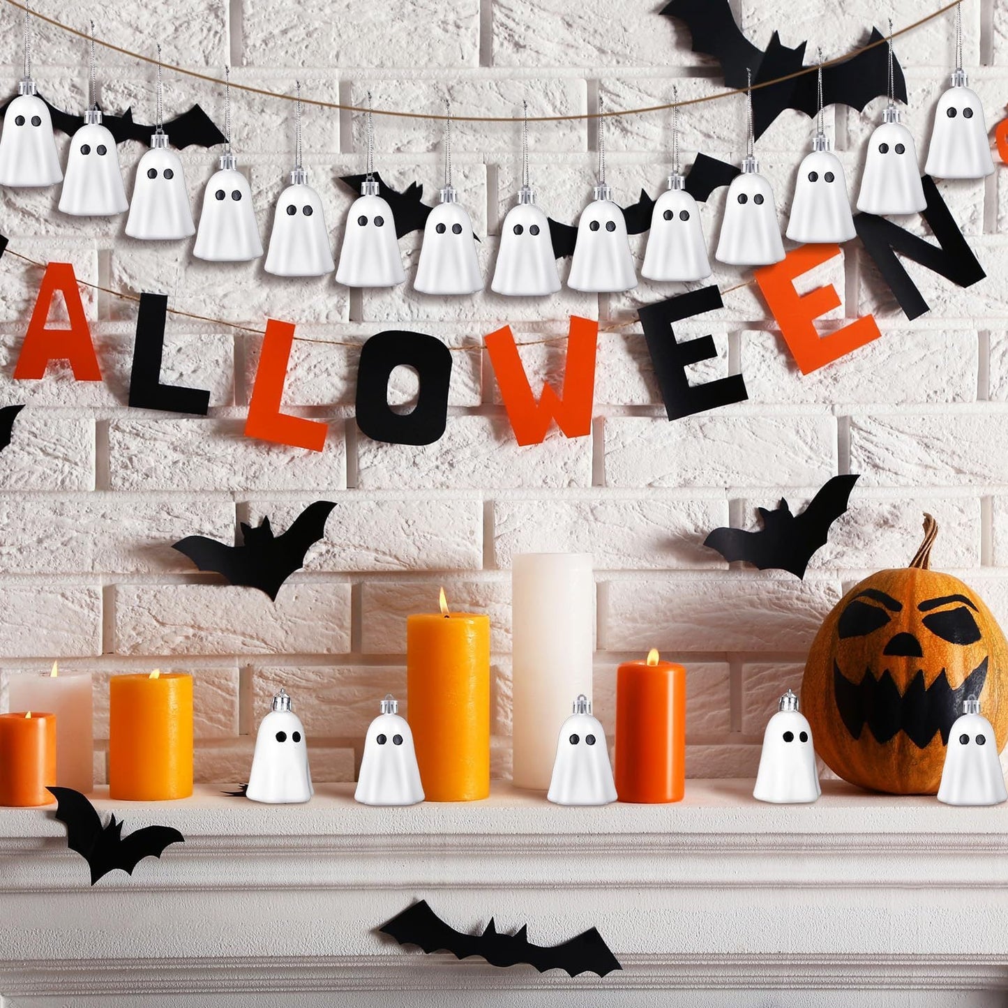 Halloween Deko Set – Geister Anhänger im amerikanischen Stil für gruselige Party-Dekoration