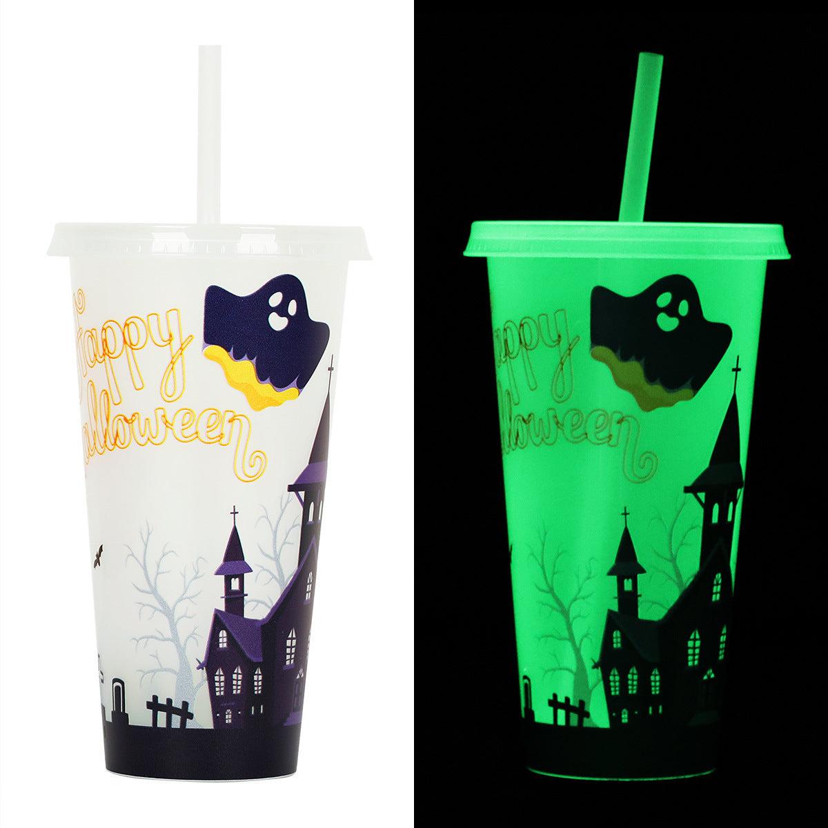 Halloween Becher mit Strohhalm – Kreativer Trinkbecher für gruselige Partys & Deko