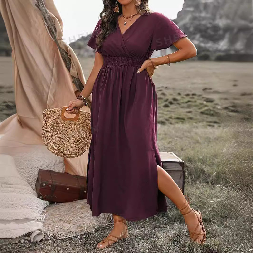 Alice – Langarmkleid mit Schlitz und Glockenärmeln