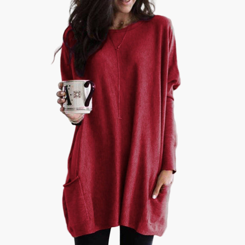 Damen Oversized Pullover Langarm Bequemer Freizeit-Look
