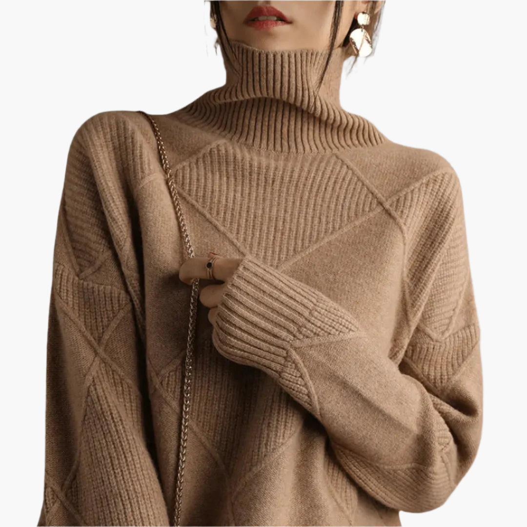 Damen Strickpullover mit Rautenstruktur – Eleganter Freizeit-Look
