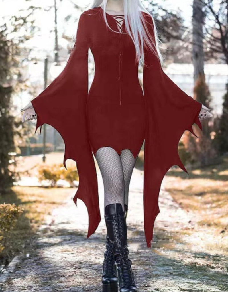 Damen Halloween Kostüm Kleid – Gothic Hexe Vampir Stil für Party & Cosplay
