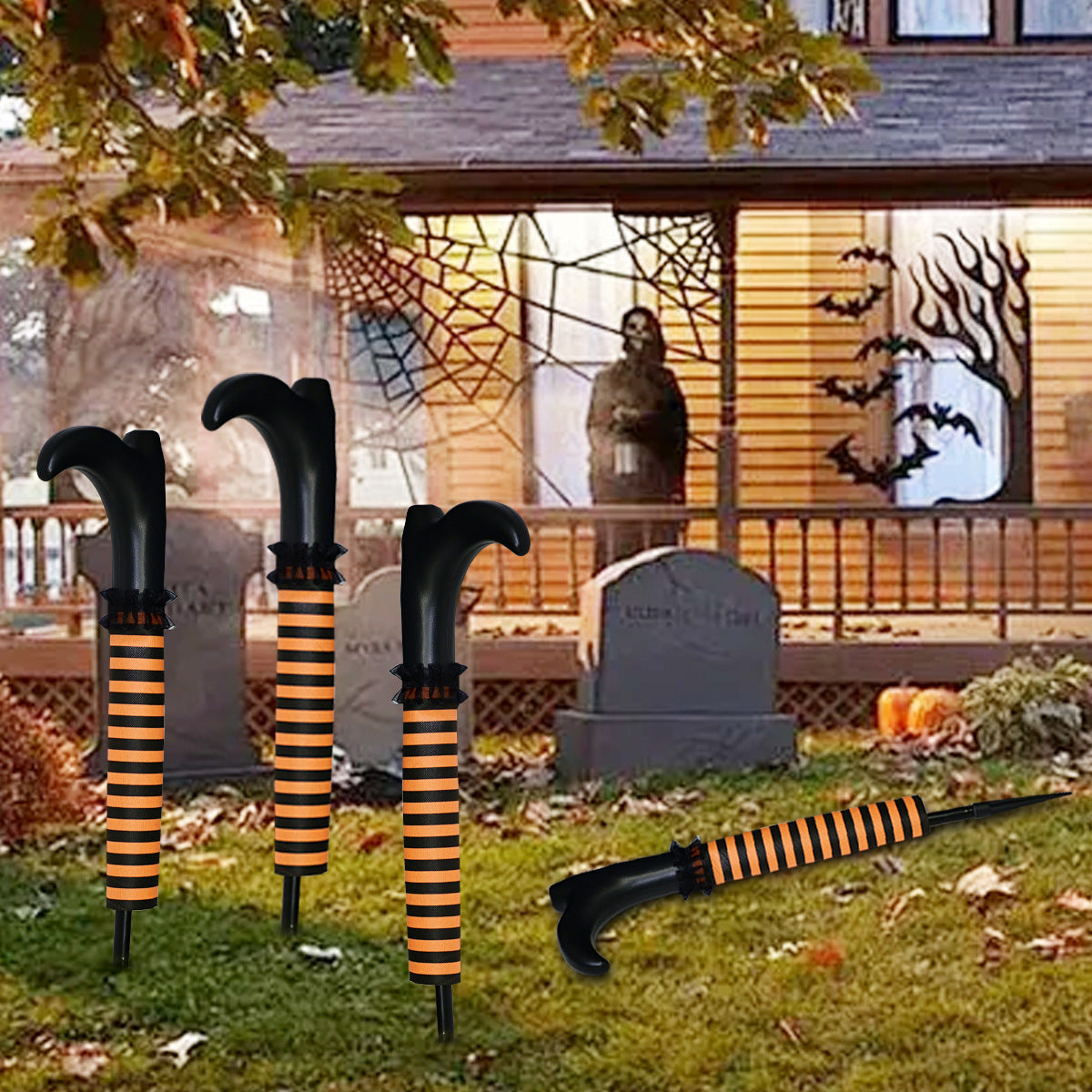 Halloween Dekoration Hexenbeine Gartenstecker für Gruselige Grabstein-Szene