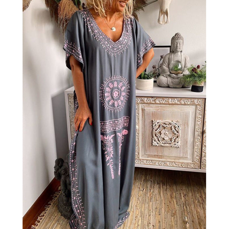 Sophia – Boho Maxikleid mit V-Ausschnitt