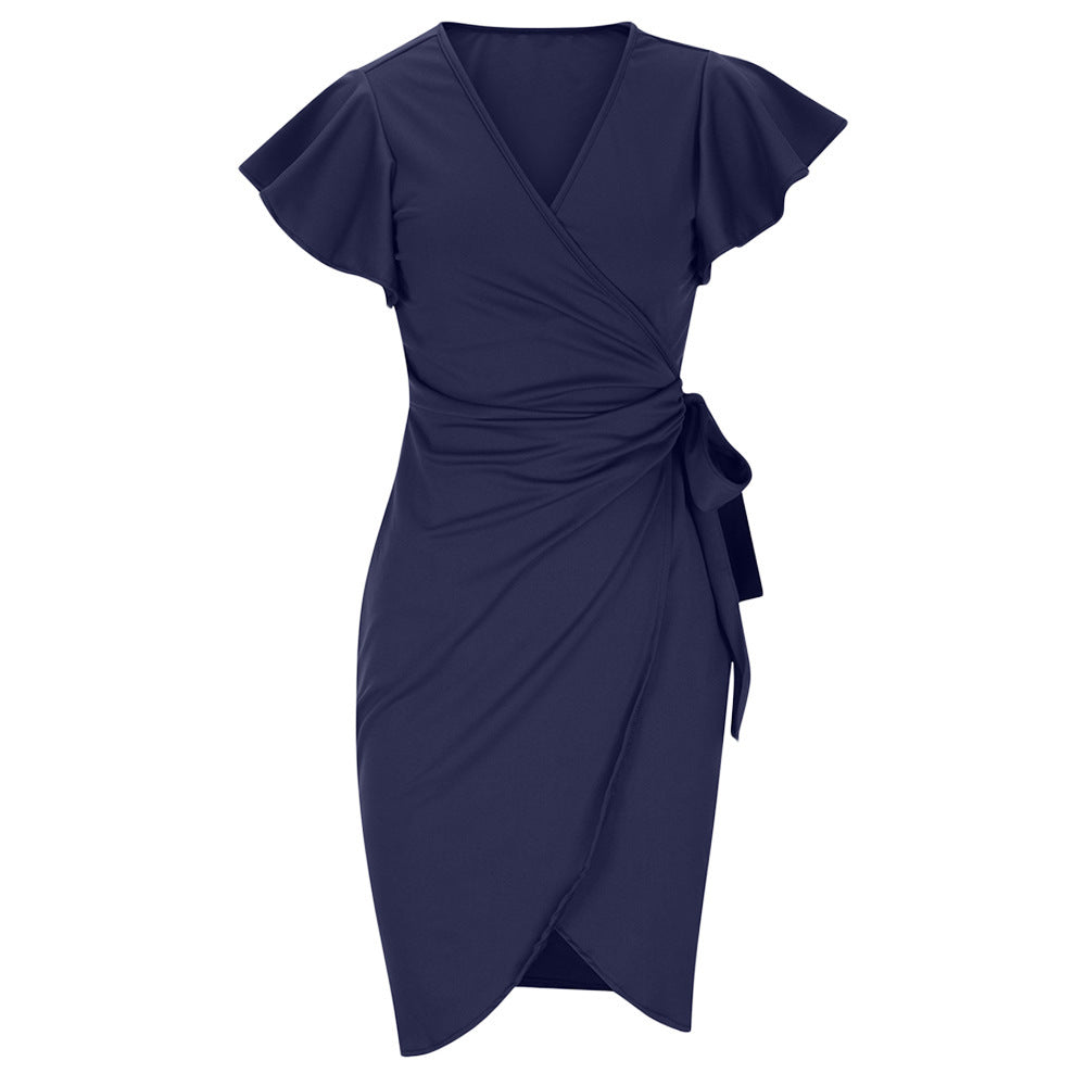 Alice – Enges V-Ausschnitt Kleid mit Glockenärmel