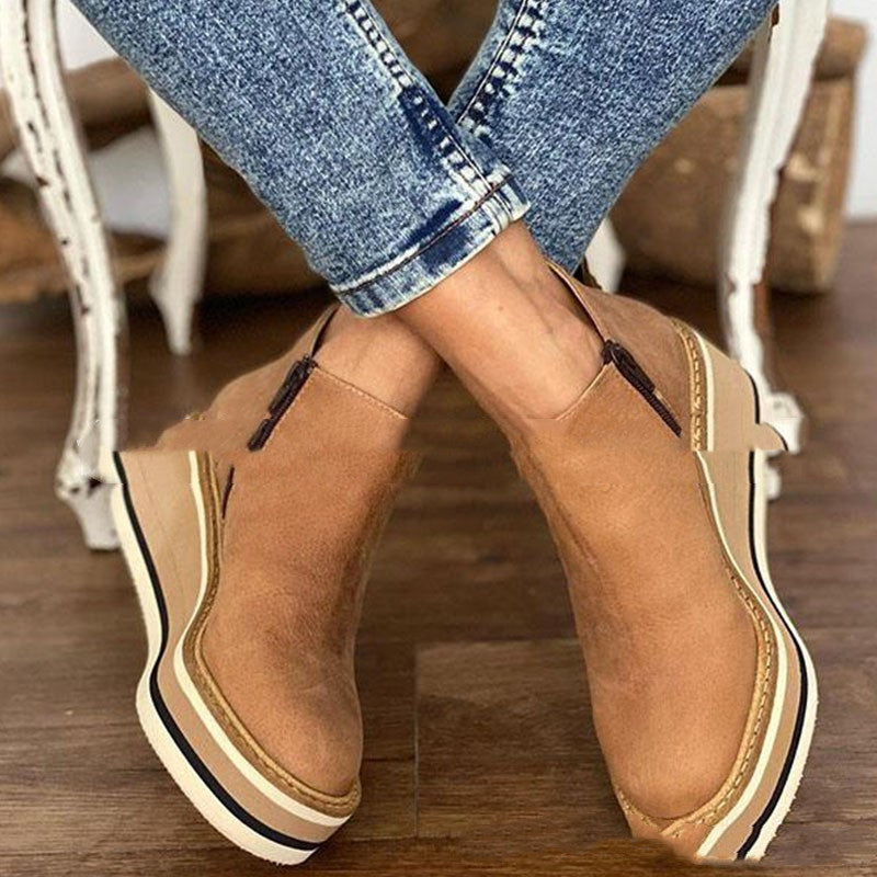 Jennifer – Flache Stiefel mit seitlichem Reißverschluss für Herbst und Winter